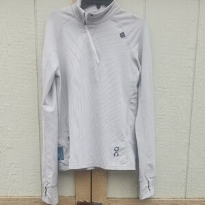 On Cloud Running Long Sleeve Weather Shirt Womens Grey Zipper Cold Vent Small